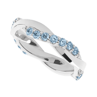 18K White Gold band with 21 Round Aqua Diamond having TCW-3