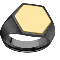 Large Hexagon signet ring (18.5x16mm) in Zirconium, with a Wide style band, a 14K Yellow Gold inlay.