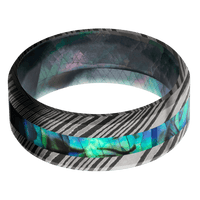 Damascus + Acid Finish + Black Mother of Pearl