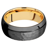 Zirconium + Hammer , Polish Finish + 14K Yellow Gold