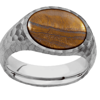 Medium Horizontal Oval signet ring (16x13mm) in Titanium, with a Wide style band, a Tigers Eye inlay.