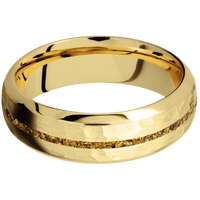 10K Yellow Gold + Hammer , Polish Finish