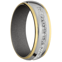 14K White Gold + Satin , Polish Finish + Gun Metal Grey