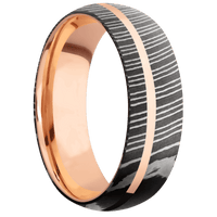 Damascus + Acid Finish + 18K Rose Gold