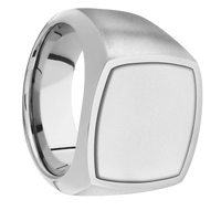 Large Cushion signet ring (18x18mm) in Palladium Silver, with a Wide style band, a Palladium Silver inlay.