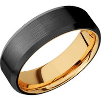 Zirconium + Satin , Bead Finish + 14K Yellow Gold