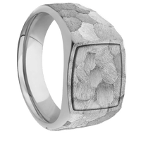 Medium Cushion signet ring (14x14mm) in Titanium, with a Wide style band, a Titanium inlay.