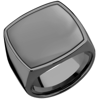 Extra Large Cushion signet ring (22x22mm) in Zirconium, with a Wide style band, a Zirconium inlay.
