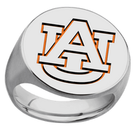 Extra Large Circle signet ring (22mm ) in Titanium, with a Thin style band and an Auburn Logo Light engraving.