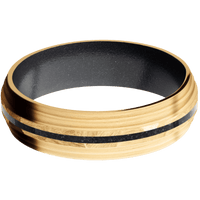 14K Yellow Gold + Rock , Satin Finish + Dark Grey