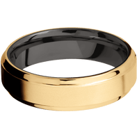 14K Yellow Gold + Bead , Polish Finish + Tantalum Noir