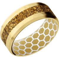 18K Yellow Gold + Hammer , Bead Finish + White