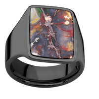 Large Rectangle signet ring (20x14.5mm) in Zirconium, with a Wide style band, a Chrysocopper inlay.