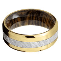 10K Yellow Gold + Satin , Polish Finish + Bocote
