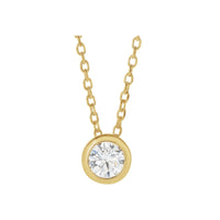 14K Yellow Gold 1/4 CT Natural Diamond Bezel-Set 16-18" Necklace