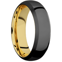 Zirconium + Polish , Bead Finish + 14K Yellow Gold