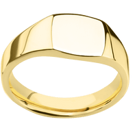 Small Cushion signet ring (10x10mm) in 10K Yellow Gold, with a Wide style band.