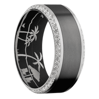 18K White Gold + Satin , Bead Finish + Black