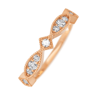 10K Rose Gold band with alternating 3 Round Lab Grown Diamond, 2 Round Lab Grown Diamond and 4 Round Lab Grown Diamond having TCW-.27
