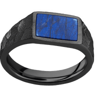 Small Horizontal Rectangle signet ring (12x9mm) in Zirconium, with a Wide style band, a Labradorite inlay.