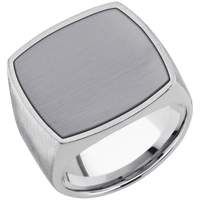 Extra Large Cushion signet ring (22x22mm) in Palladium Silver, with a Wide style band, a Tantalum inlay.