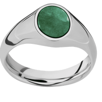 Small Oval signet ring (12x9mm) in Titanium, with a Wide style band, a Washington Green Jade inlay.