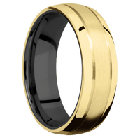 14K Yellow Gold + Satin , Polish Finish + Zirconium