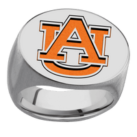 Extra Large Horizontal Oval signet ring (24x20mm) in Titanium, with a Wide style band and an Auburn Logo Dark engraving.