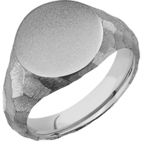 Medium Circle signet ring (14mm) in Titanium, with a Wide style band.