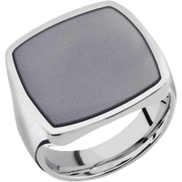 Extra Large Cushion signet ring (22x22mm) in Palladium Silver, with a Thin style band, a Tantalum inlay.