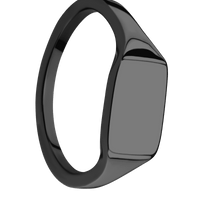 Small Horizontal Rectangle signet ring (12x9mm) in Zirconium, with a Thin style band.