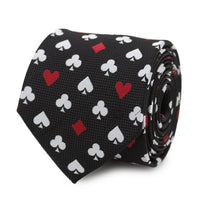 Card Suits Vegas Hidden Message Black Men's Tie