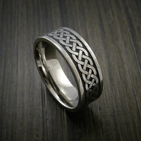 Titanium Celtic Irish Knot Men's Ring Carved Band