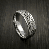 Cobalt Chrome Celtic Band Irish Knot Men's Ring Carved Pattern Design
