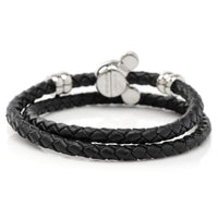 Disney Mickey Silhouette Black Double Wrapped Leather Bracelet