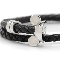 Disney Mickey Silhouette Black Double Wrapped Leather Bracelet