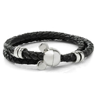 Disney Mickey Silhouette Black Double Wrapped Leather Bracelet