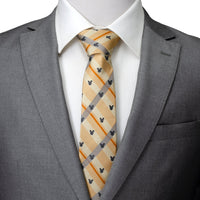 Disney Mickey Mouse Silhouette Tan Plaid Tie