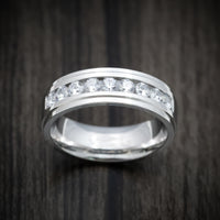 White Gold Men's Ring with Lab Diamonds Custom Made Band