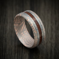 Superconductor Men's Ring with Gibeon Meteorite and Dinosaur Bone Inlays Custom Made Band