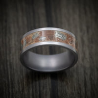Tantalum Men's Ring with Red Sand and Meteorite Flake Inlay