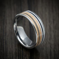 Cobalt Chrome Men's Guitar Ring with Ashwood Pick Guard and Guitar String Inlays