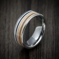 Cobalt Chrome Men's Guitar Ring with Ashwood Pick Guard and Guitar String Inlays