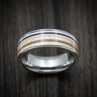 Cobalt Chrome Men's Guitar Ring with Ashwood Pick Guard and Guitar String Inlays