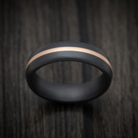 Black Ceramic Men's Ring with 14K Rose Gold Inlay