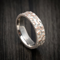 White Gold, Silver and Rose Gold Mokume Gane Custom Made Men's Ring