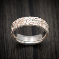 White Gold, Silver and Rose Gold Mokume Gane Custom Made Men's Ring