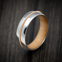 Cobalt Chrome Men's Ring with Guitar String Inlay and Wood Sleeve