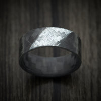 Angled Carbon Fiber Ring with Silver Texalium Slash Inlay