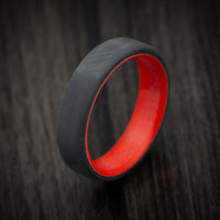 Carbon Fiber Men's Ring with Red Glow Sleeve